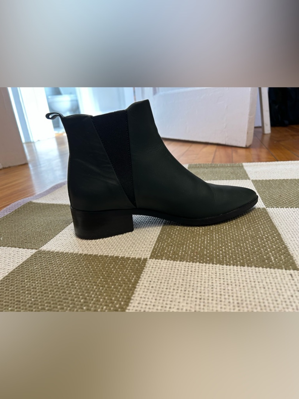 Dark Green Pointed Chelsea Boots - Picture 2 of 6